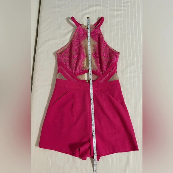 Luxxel Sexy pink lace see through romper. Small. K1 - Picture 10 of 15